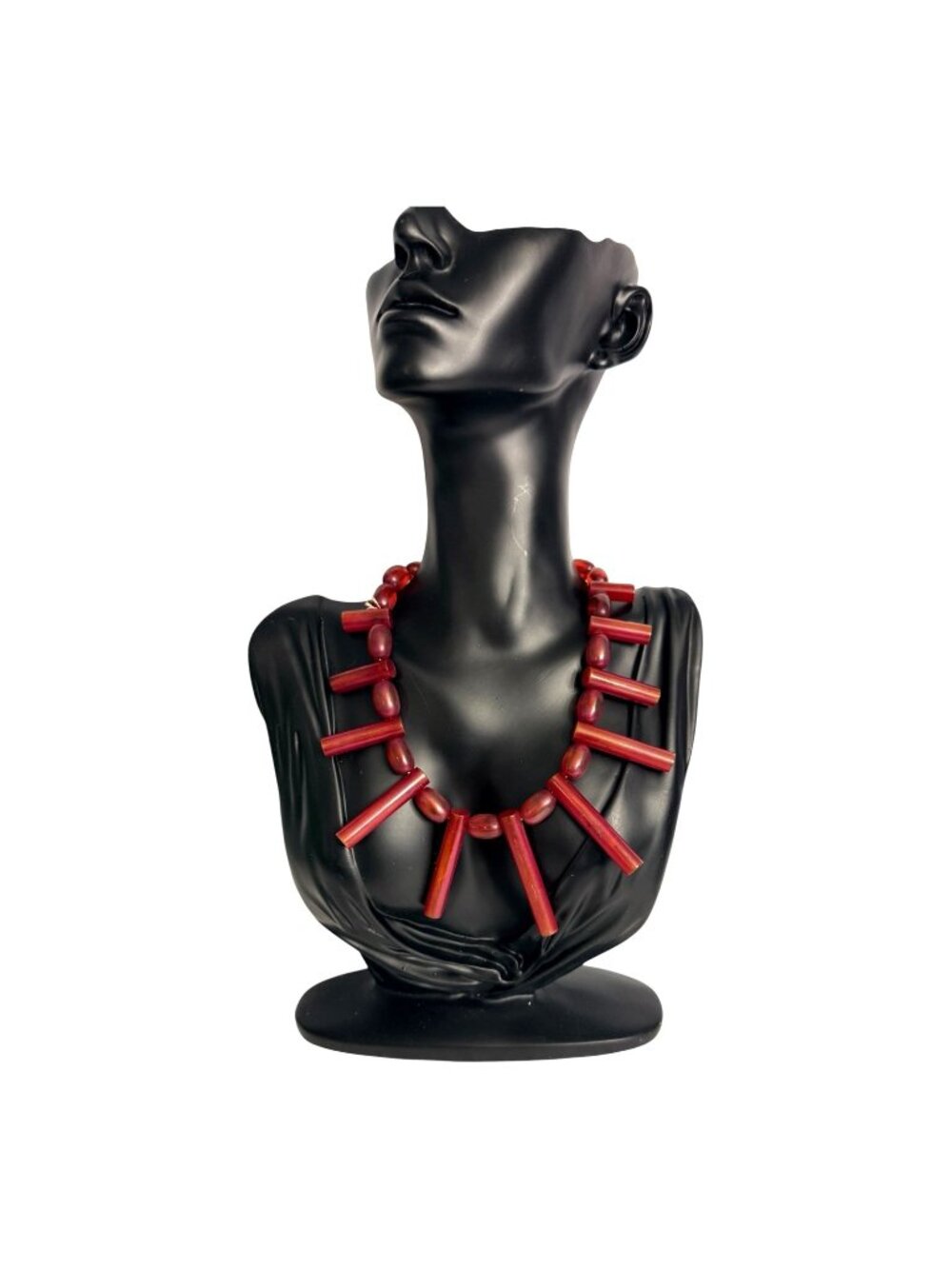 Vintage Red Bakelite Bead‎ Necklace 14" 29grams
